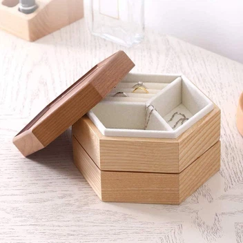 Custom Personalized Wooden Hexagonal Jewelry Box Custom Personalized Wooden Hexagonal Jewelry Box